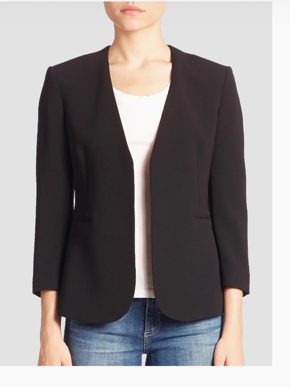 Theory Lindrayia B Black Admiral Crepe Blazer Jacket Size 10